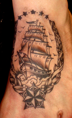 old school, ship tattoo,