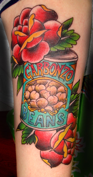 So I tattooed a can of garbonzo beans on a very nice lady the other day. 